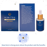 Himitsu Skincare trio Night Serum mask product with packaging